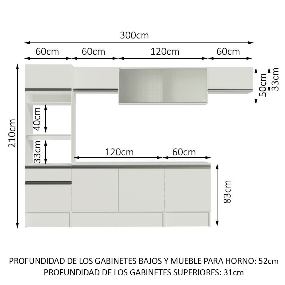 Cocina Integral 300cm Blanco Topazio 01