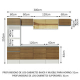 Cocina Integral 300cm Blanco/Marrón Diamante 02