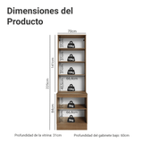 Combo Gabinete + Vitrina 70 cm Marrón/Gris Vik Madesa 01