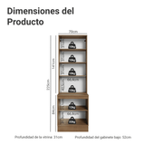 Combo Gabinete + Vitrina 70 cm Marrón/Verde Vik Madesa 02
