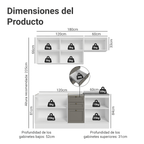 Cocina Compacta 180 cm Blanco/Gris Vik Madesa