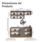 Cocina Compacta 180 x 52 cm Marrón/Gris Vik Madesa