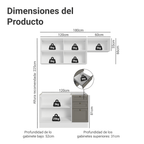 Cocina Compacta 180 x 52 cm 5 Puertas 3 Cajones Blanco/Gris Vik Madesa