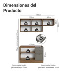 Cocina Compacta 180 x 52 cm Marrón/Gris Vik Madesa
