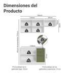Cocina Compacta 180 cm Blanco/Verde Vik Madesa
