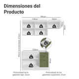 Cocina Integral 180 cm Blanco/Verde Vik Madesa 02