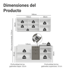 Cocina Compacta 180 cm Blanco/Gris Vik Madesa