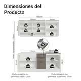 Cocina Integral 180 cm Blanco/Gris Vik Madesa 04