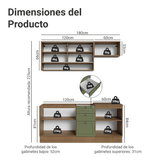 Cocina Integral 180 cm Marrón/Verde Vik Madesa 05