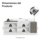 Combo con 2 Gabinetes de Cocina 4 Puertas 3 Cajones (Sin encimera/Fregadero/Tarja) Blanco/Gris Vik Madesa 01