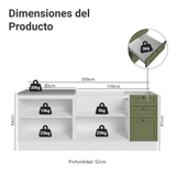 Combo con 2 Gabinetes de Cocina 4 Puertas 3 Cajones (Sin encimera/Fregadero/Tarja) Blanco/Verde Vik Madesa 01