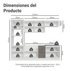 Cocina Integral 270 cm Con Mueble para Horno Blanco/Gris Vik Madesa