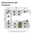 Cocina Integral 270 cm Con Mueble para Horno Blanco/Verde Vik Madesa