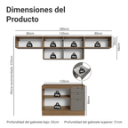Cocina Compacta 280 x 52 cm Marrón/Gris Vik Madesa