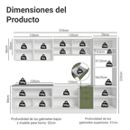 Cocina Integral 310 cm Con Mueble para Horno Blanco/Verde Vik Madesa