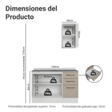 Gabinete para Baño 120 cm 3 Puertas 3 Cajones Agata Blanco/Crema 01