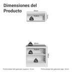 Kit Gabinete Bajo y Gabinete Superior para Baño 80 x 52 cm 3 Puertas Blanco/Gris Vik Madesa