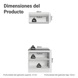 Combo Gabinete Bajo para Baño 80cm 3 Puertas Blanco/Verde Vik Madesa 02