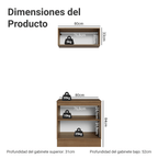 Kit Gabinete Bajo y Gabinete Superior para Baño 80 x 52 cm 3 Puertas Marrón/Verde Vik Madesa