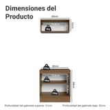 Combo Gabinete Bajo para Baño 80cm 3 Puertas Marrón/Verde Vik Madesa 02