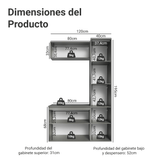 Gabinete para Bãno 120 cm 5 Puertas Sin Patas Nice Gris 02