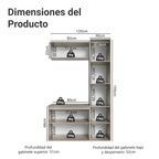 Kit Gabinete Bajo y Gabinete Superior para Baño 120 cm 5 Puertas Crema Nice Madesa