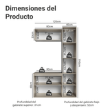 Gabinetes para Baño 120 cm, Sin Patas 5 puertas, Crema Nice 02