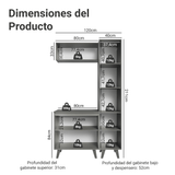 Combo Gabinete Bajo para Baño 120cm 5 Puertas Gris Nice Madesa 03