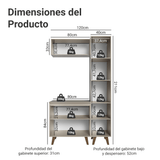 Gabinetes para Baño 120 cm, Con Patas 5 puertas, Crema Nice 02