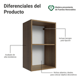 Gabinete Superior para Recámara 40 cm 2 Nichos Abiertos Marrón Neo Madesa