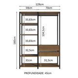 Clóset Modular Valencia 2 Cajones 129cm Marrón/Negro Madesa