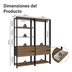Clóset Abierto 140 cm 4 Cajones Marrón/Negro Valencia Madesa