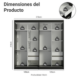 Conjunto de 2 Clósets 4 Puertas Corredizas Negro/Marrón Tokio Madesa