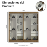 Conjunto de 2 Clósets 4 Puertas Corredizas con 2 Espejos Marrón/Blanco Tokio Madesa