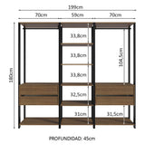 Clóset Modulado Valencia 4 Cajones 199cm Marrón/Negro 02