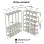 Clóset Abierto Esquinero 358 cm 4 Cajones Marrón/Negro Valencia Madesa