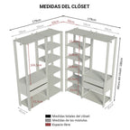 Clóset Abierto Esquinero 358 cm 4 Cajones Marrón/Negro Valencia Madesa