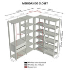 Clóset Abierto Esquinero 337 cm 2 Cajones Marrón/Negro Valencia Madesa