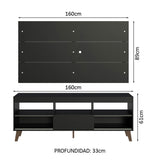 Mueble con Panel para TV hasta 65 Pulgadas con patas Negro Texas Madesa