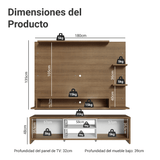 Mueble con Panel para TV hasta 60 Pulgadas 180 cm Marrón/Blanco Metz Madesa