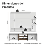 Mueble con Panel para TV hasta 60 Pulgadas 180 cm Blanco/Marrón Metz Madesa