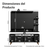 Mueble con Panel para TV hasta 60 Pulgadas 180 cm con patas Negro/Marrón Cancun Madesa