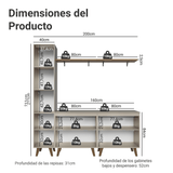Rack para TV hasta 70 pulgadas + repisa 200cm Crema Nice 02