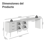 Escritorio Esquinero para Computadora Gamer 3 Cajones Blanco Lisboa