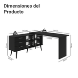 Escritorio Esquinero para Computadora Gamer 3 Cajones Negro Lisboa 09