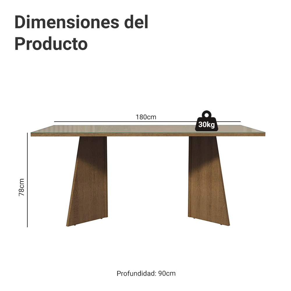 Escritorio Ejecutivo Director 180 cm Encimera de Vidrio 5388 Marrón/Crema