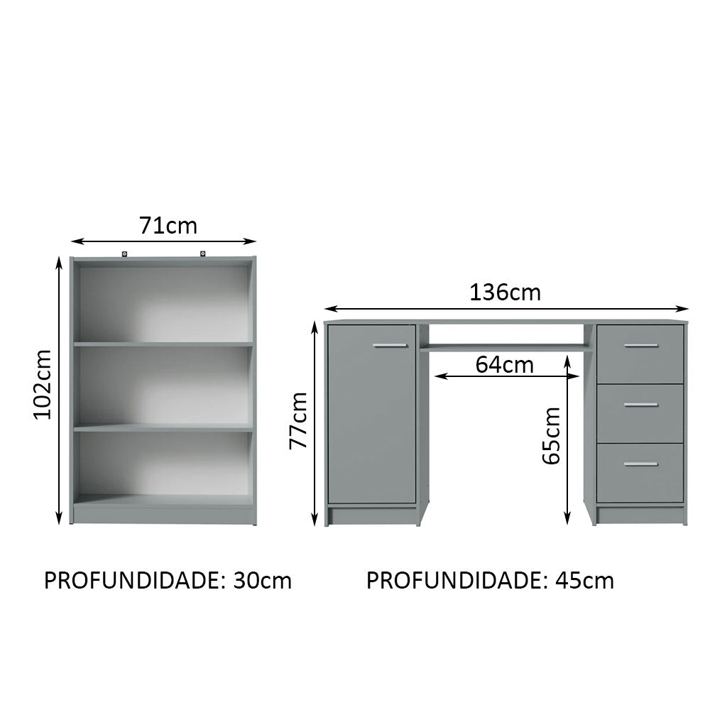 Kit Estante Librero Madesa 6907 y Organizador 9400 Gris