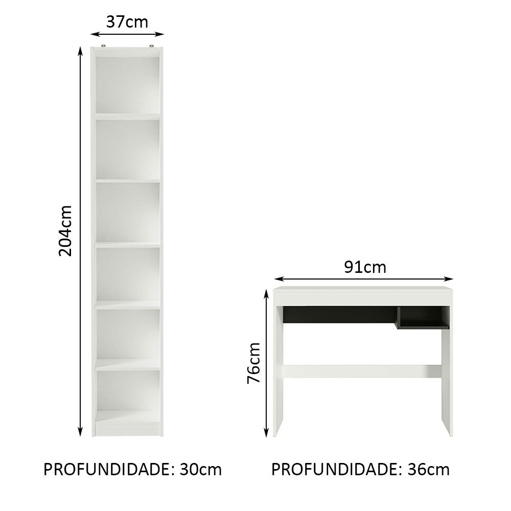Kit Escritorio y Estante Multiuso Blanco Madesa