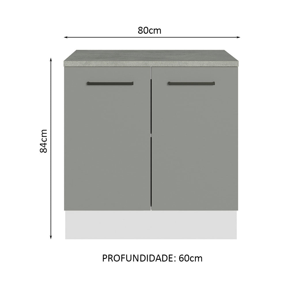Gabinete Bajo Multiuso 80 cm 2 Puertas Blanco/Gris Agata Madesa