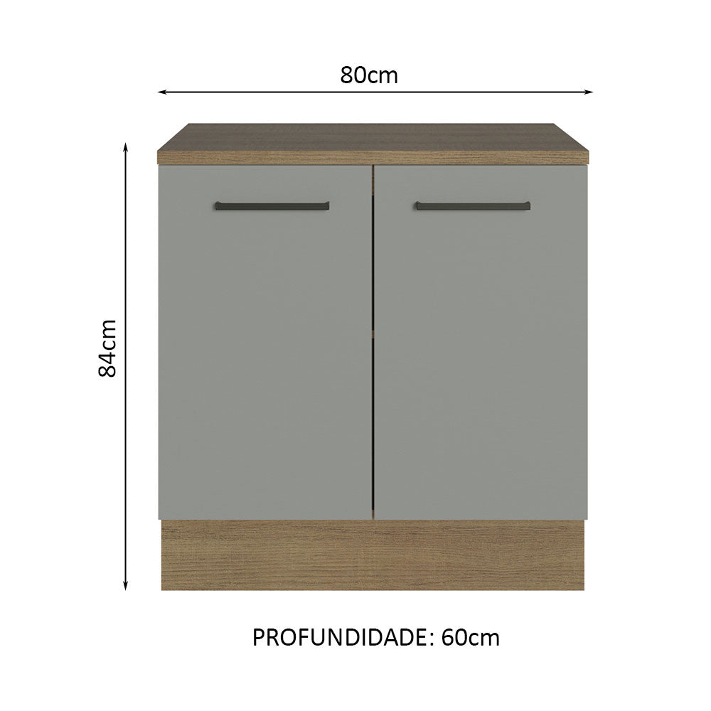 Gabinete Bajo Multiuso 80 cm 2 Puertas Marrón/Gris Agata Madesa